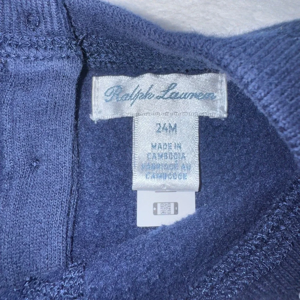 Ralph Lauren Sweatshirt Unisex Kids 24M Navy Blue Multi Pony All Over Embroidery